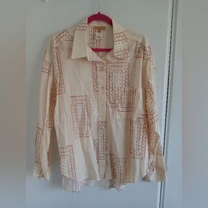 Women's Cream Geometric Button Down Shirt